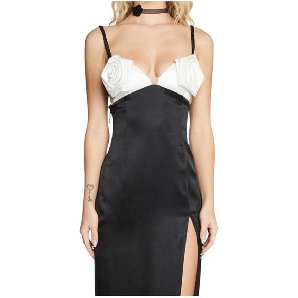 New For Love & Lemons Rita‎ Maxi Slip Dress Medium Rosetta Cup Satin Open Back - Picture 2 of 14